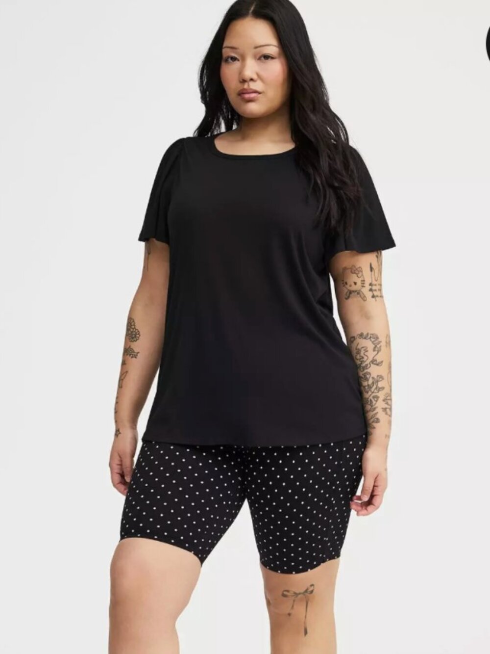 Torrid Signature Jersey Flutter Short Sleeve Crew Black Tee T-shirt Womens 2 NWT